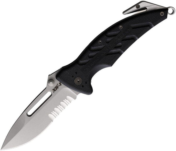 Ontario XR1 Linerlock Bead Blast Serrated Bohler N690 - Knives.mx