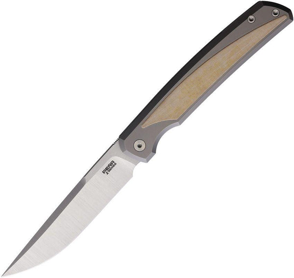Peña Knives Sicario Framelock Titanium w White Ivory Micarta Inlay Satin CPM-M4 - Knives.mx