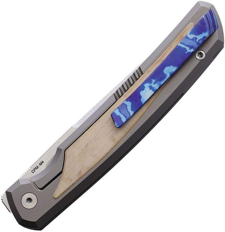 Peña Knives Sicario Framelock Titanium w White Ivory Micarta Inlay Satin CPM-M4 - Knives.mx