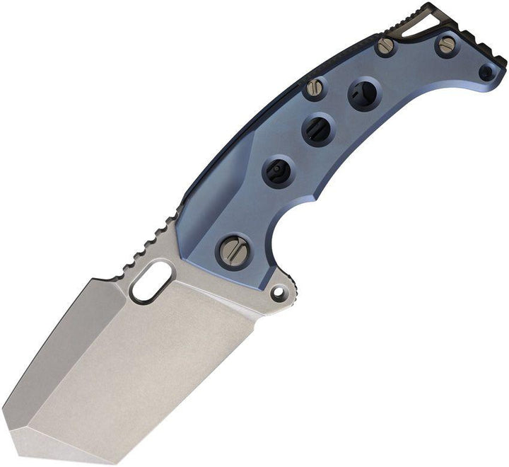PMP Knives Titano Framelock Blue Titanium Stonewash Tanto Bohler M390 - Knives.mx