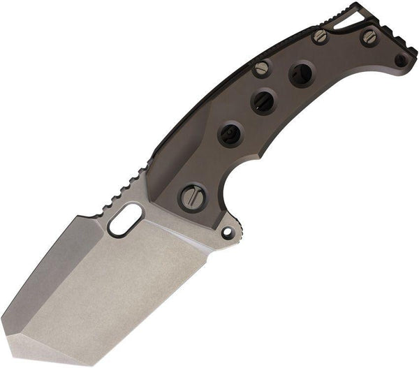 PMP Knives Titano Framelock Bronze Anodized Titanium Stonewash Tanto Bohler M390 - Knives.mx