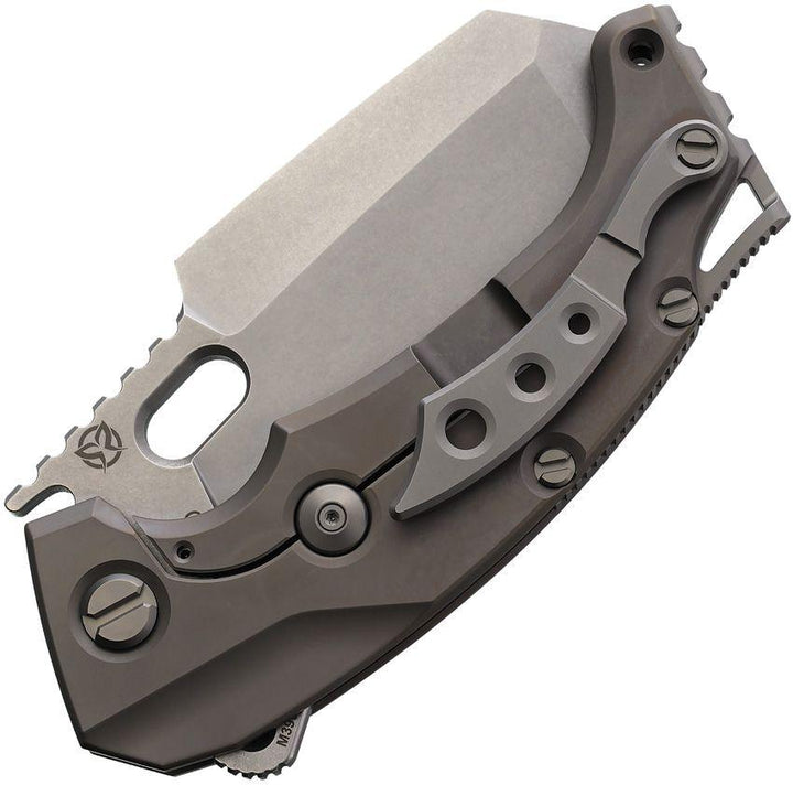 PMP Knives Titano Framelock Bronze Anodized Titanium Stonewash Tanto Bohler M390 - Knives.mx