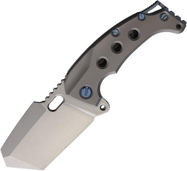 PMP Knives Titano Framelock Gray Titanium Stonewash Tanto Bohler M390 - Knives.mx