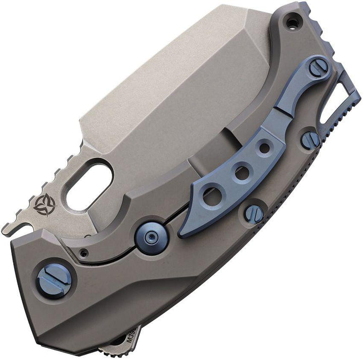 PMP Knives Titano Framelock Gray Titanium Stonewash Tanto Bohler M390 - Knives.mx