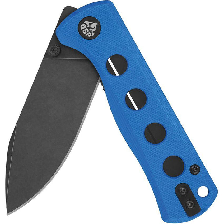 QSP Knife Canary Linerlock Blue G10 Black Stonewash 14C28N Sandvik - Knives.mx