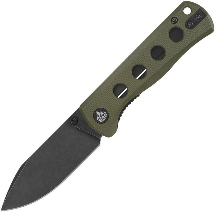 QSP Knife Canary Linerlock Olive G10 Black Stonewash 14C28N Sandvik - Knives.mx