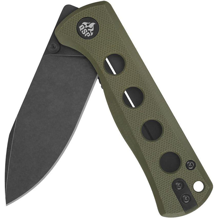 QSP Knife Canary Linerlock Olive G10 Black Stonewash 14C28N Sandvik - Knives.mx