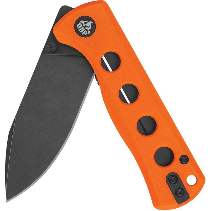 QSP Knife Canary Linerlock Orange G10 Black Stonewash 14C28N Sandvik - Knives.mx