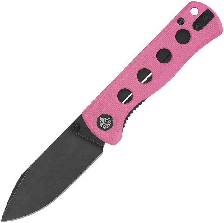 QSP Knife Canary Linerlock Pink G10 Black Stonewash 14C28N Sandvik - Knives.mx