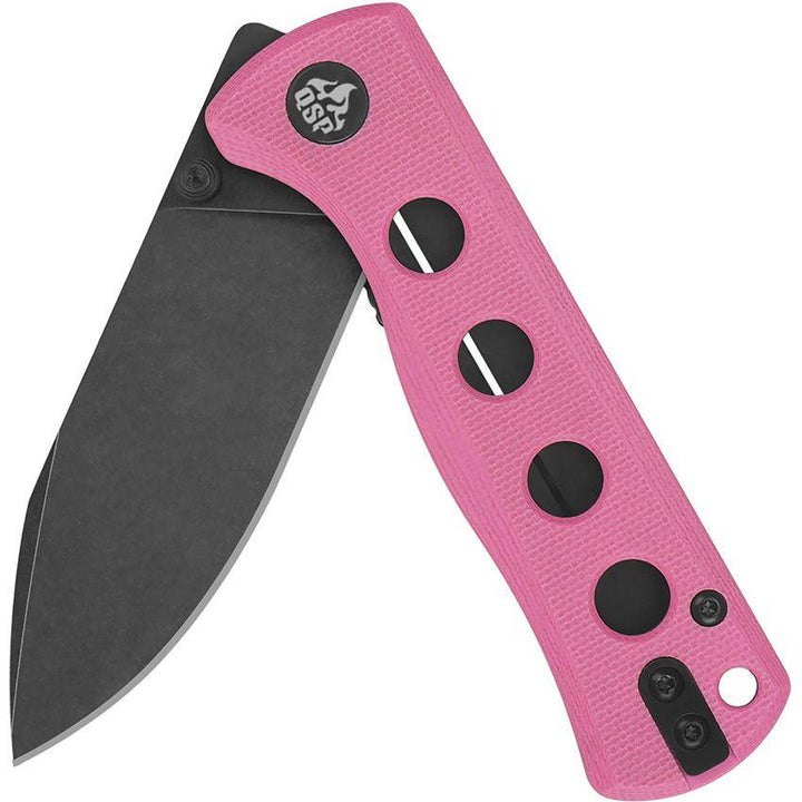 QSP Knife Canary Linerlock Pink G10 Black Stonewash 14C28N Sandvik - Knives.mx