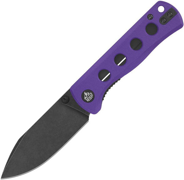 QSP Knife Canary Linerlock Purple G10 Black Stonewash 14C28N Sandvik - Knives.mx