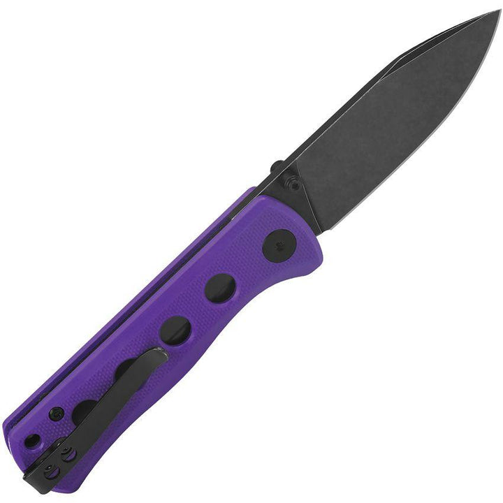 QSP Knife Canary Linerlock Purple G10 Black Stonewash 14C28N Sandvik - Knives.mx