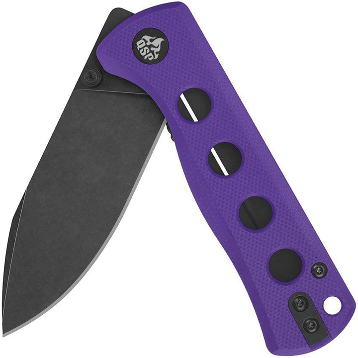 QSP Knife Canary Linerlock Purple G10 Black Stonewash 14C28N Sandvik - Knives.mx