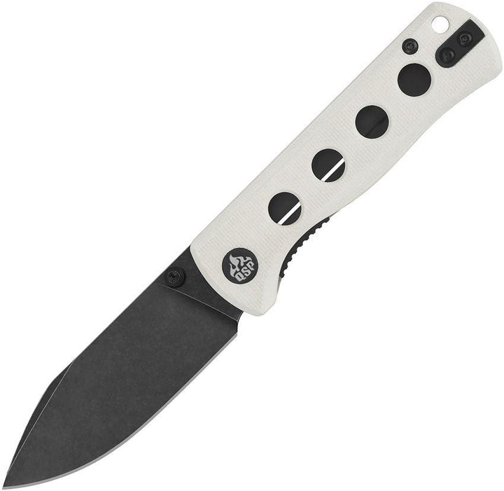 QSP Knife Canary Linerlock White G10 Black Stonewash 14C28N Sandvik - Knives.mx