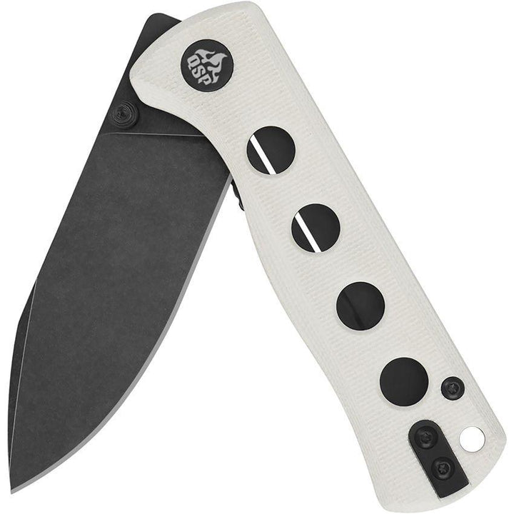 QSP Knife Canary Linerlock White G10 Black Stonewash 14C28N Sandvik - Knives.mx