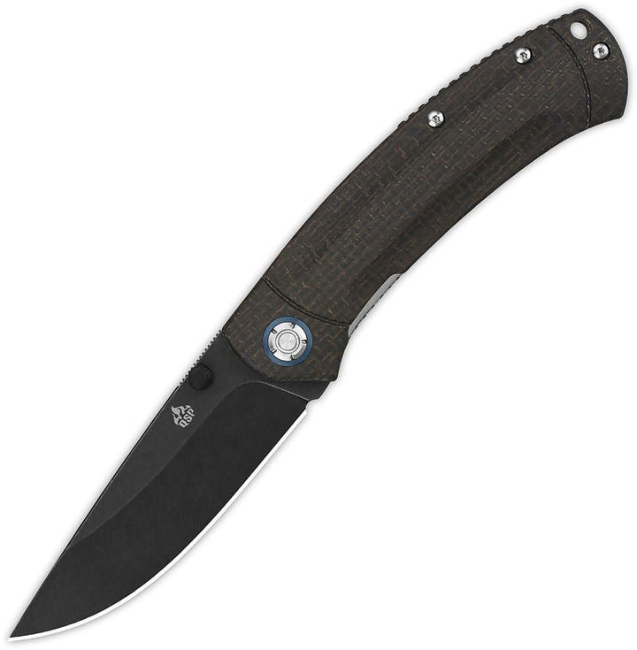 QSP Knife Copperhead Linerlock Dark Brown Micarta Black Stonewash 14C28N Sandvik - Knives.mx