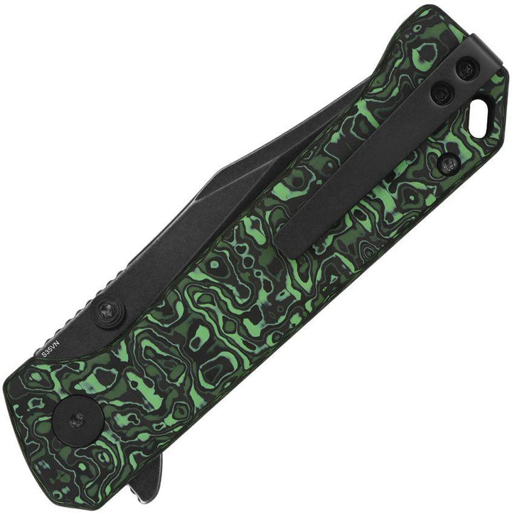 QSP Knife Grebe Green CF Black Stonewashed S35VN - Knives.mx