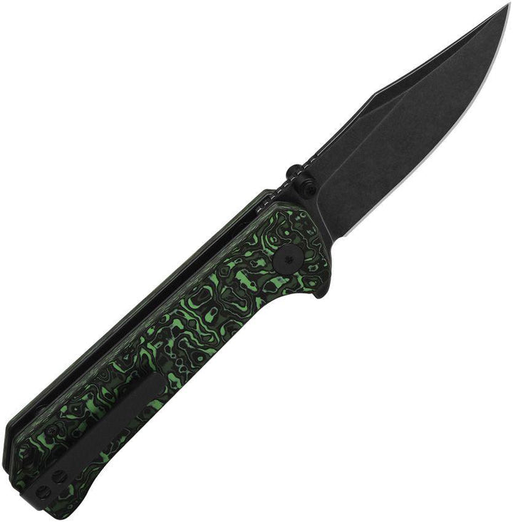 QSP Knife Grebe Green CF Black Stonewashed S35VN - Knives.mx