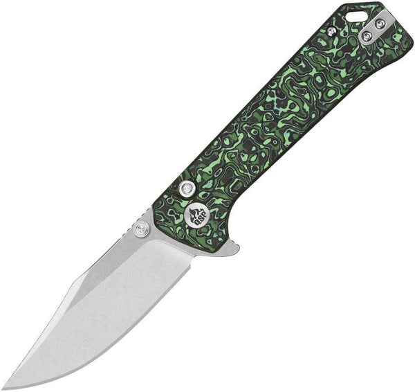 QSP Knife Grebe Green CF Stonewashed S35VN - Knives.mx