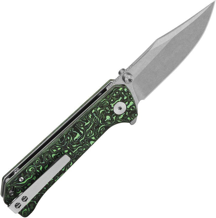 QSP Knife Grebe Green CF Stonewashed S35VN - Knives.mx