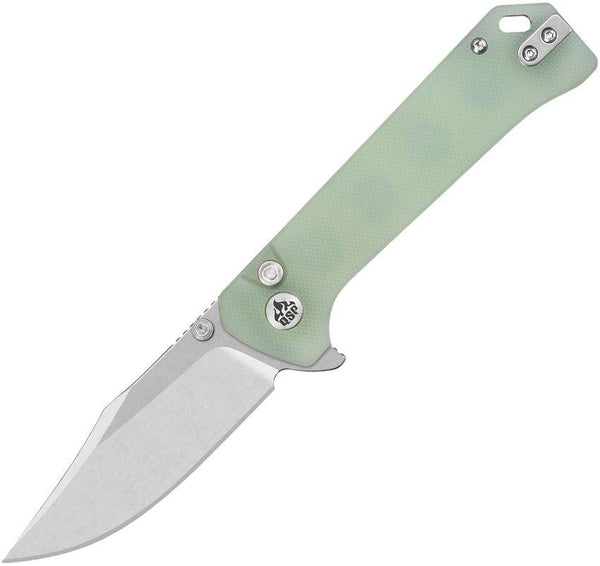 QSP Knife Grebe Natural Jade G10 Stonewashed 14C28N - Knives.mx