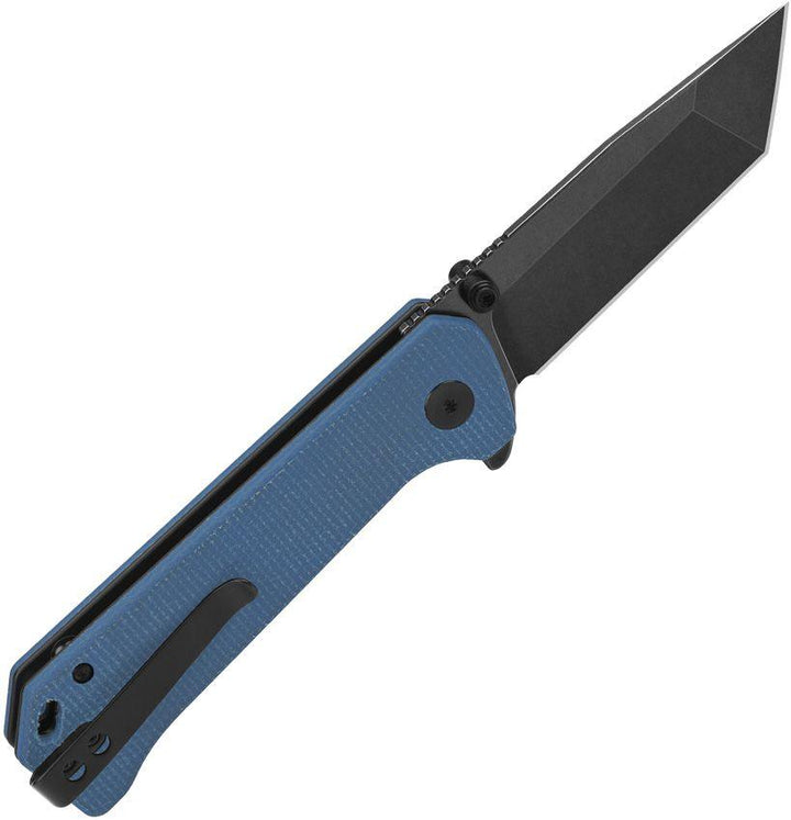 QSP Knife Grebe T Blue Micarta Black Stonewashed Tanto 14C28N - Knives.mx