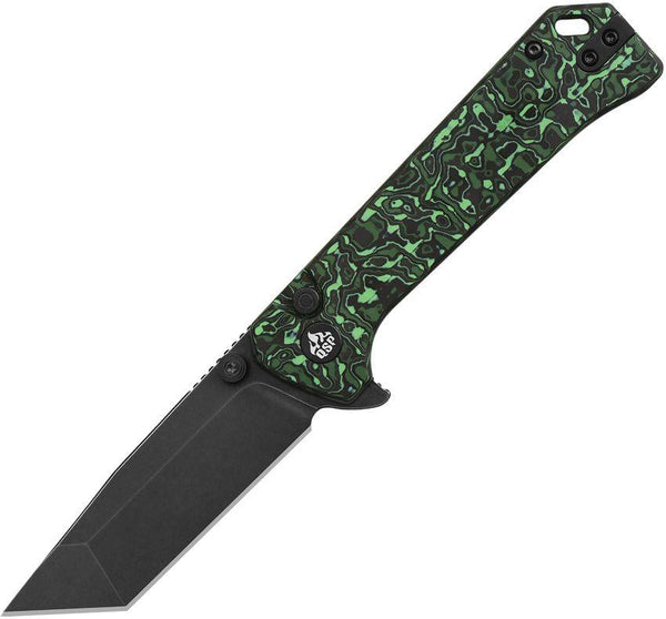 QSP Knife Grebe T Green CF Black Stonewashed Tanto S35VN - Knives.mx