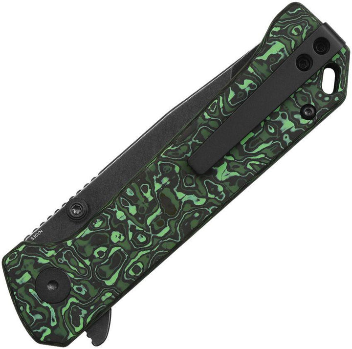 QSP Knife Grebe T Green CF Black Stonewashed Tanto S35VN - Knives.mx