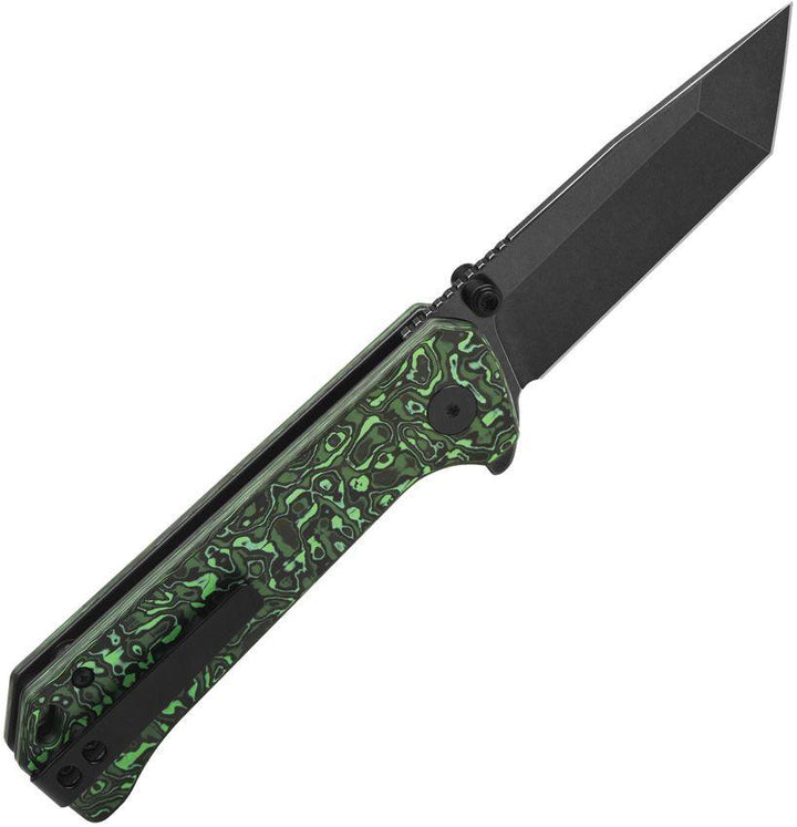 QSP Knife Grebe T Green CF Black Stonewashed Tanto S35VN - Knives.mx