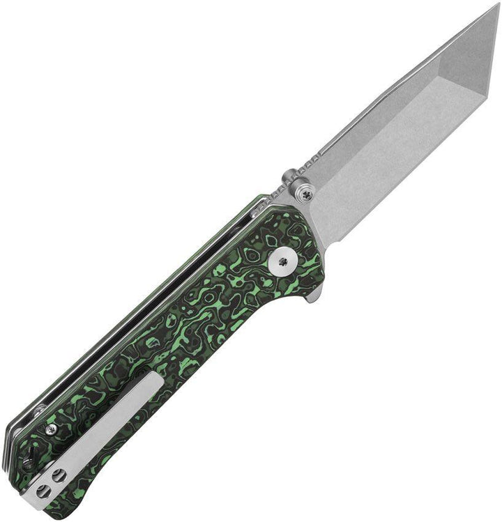 QSP Knife Grebe T Green CF Stonewashed Tanto S35VN - Knives.mx