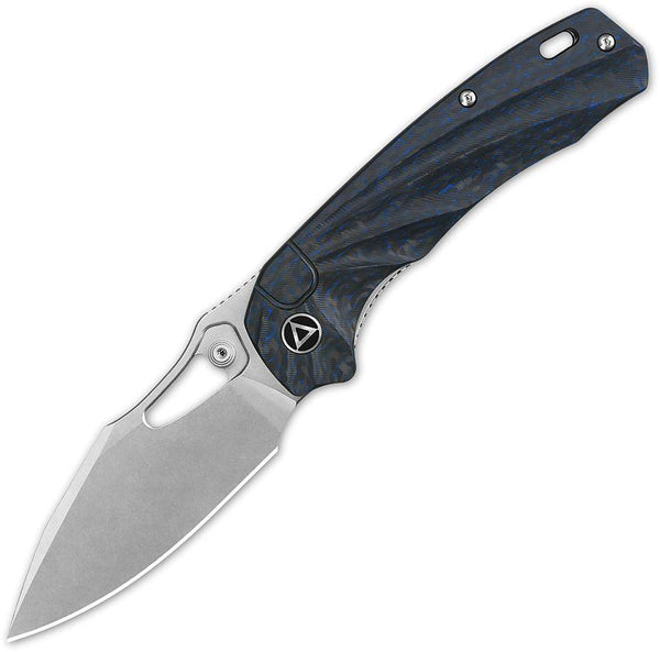 QSP Knife Hornbill Linerlock Blue Sculpted Carbon Fiber Stonewash S35VN - Knives.mx