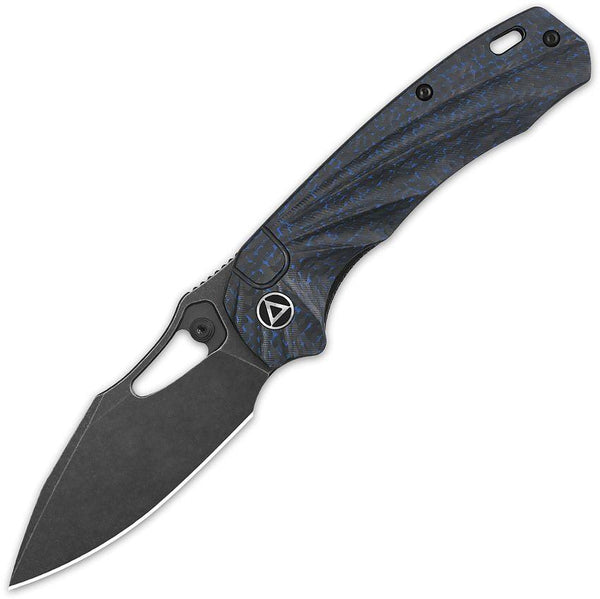 QSP Knife Hornbill Linerlock Blue Sculpted CF Black Stonewash S35VN - Knives.mx