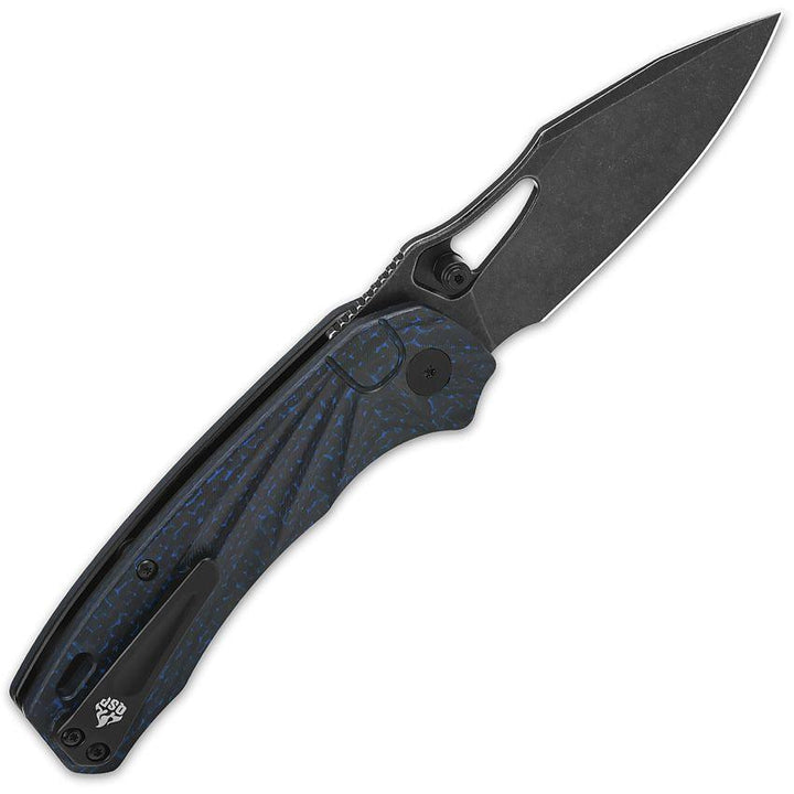 QSP Knife Hornbill Linerlock Blue Sculpted CF Black Stonewash S35VN - Knives.mx