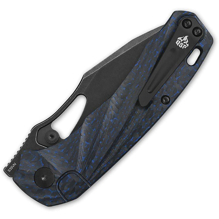 QSP Knife Hornbill Linerlock Blue Sculpted CF Black Stonewash S35VN - Knives.mx