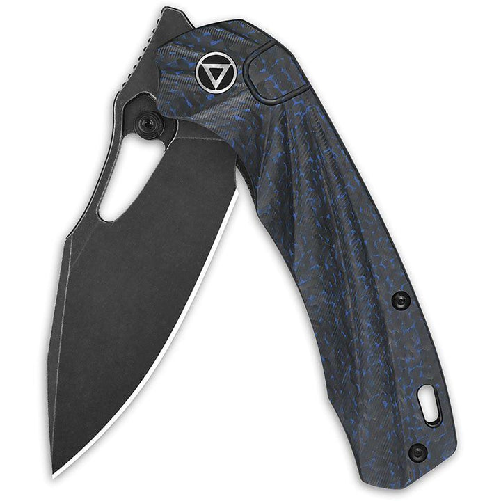 QSP Knife Hornbill Linerlock Blue Sculpted CF Black Stonewash S35VN - Knives.mx