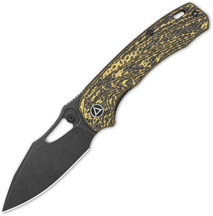 QSP Knife Hornbill Linerlock Golden Carbon Fiber Black Stonewash S35VN - Knives.mx