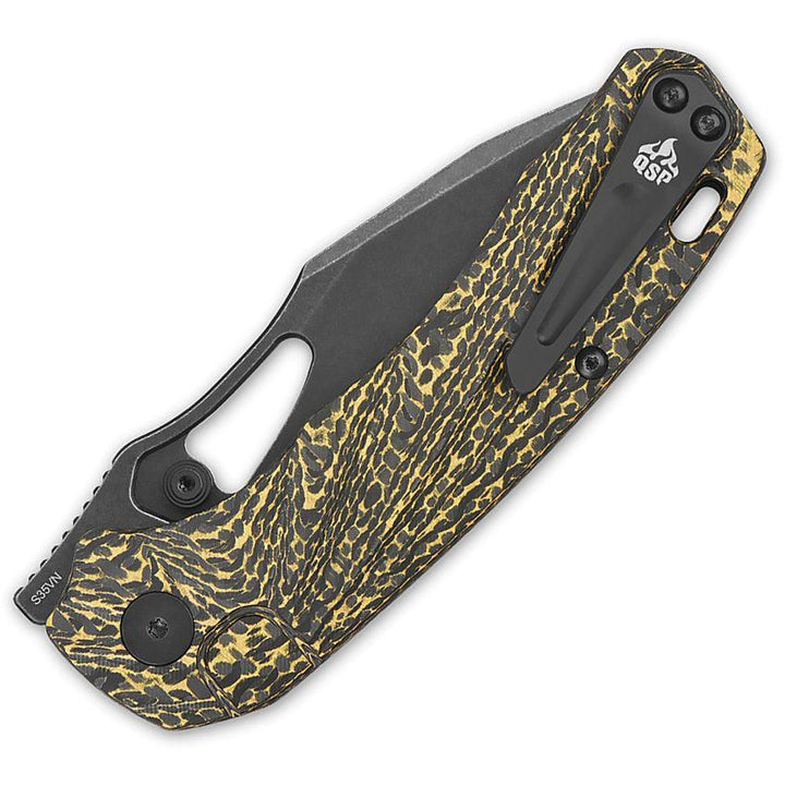 QSP Knife Hornbill Linerlock Golden Carbon Fiber Black Stonewash S35VN - Knives.mx