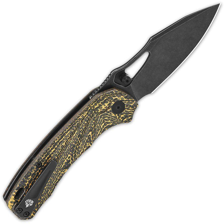 QSP Knife Hornbill Linerlock Golden Carbon Fiber Black Stonewash S35VN - Knives.mx