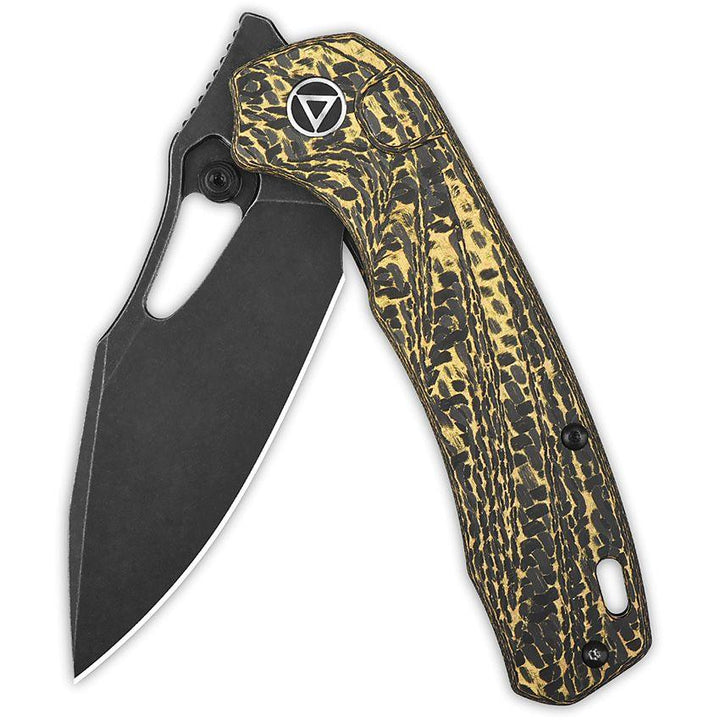 QSP Knife Hornbill Linerlock Golden Carbon Fiber Black Stonewash S35VN - Knives.mx