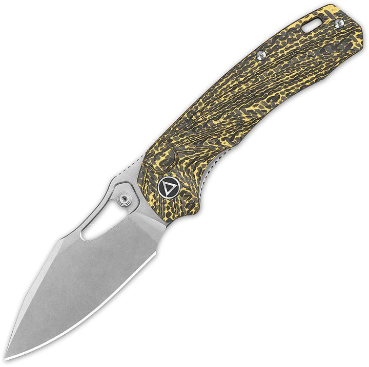 QSP Knife Hornbill Linerlock Golden Carbon Fiber Stonewash S35VN - Knives.mx