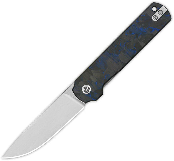 QSP Knife Lark Linerlock Black G10 w Blue CF Satin 14C28N Sandvik - Knives.mx