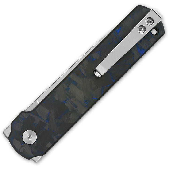 QSP Knife Lark Linerlock Black G10 w Blue CF Satin 14C28N Sandvik - Knives.mx