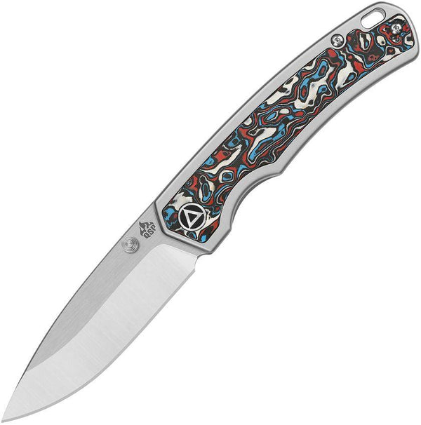 QSP Knife Puffin Framelock Bead Blast Titanium w CF Inlay Satin CPM S35VN - Knives.mx