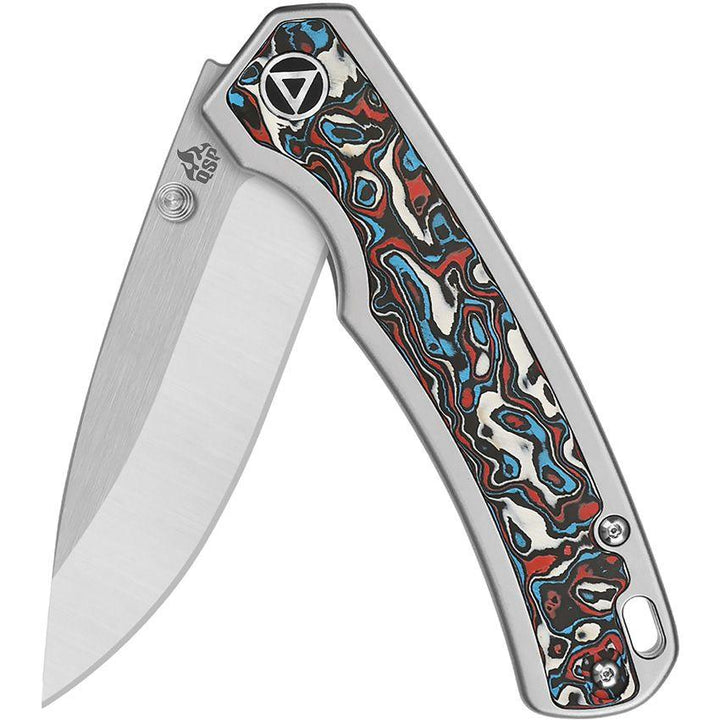 QSP Knife Puffin Framelock Bead Blast Titanium w CF Inlay Satin CPM S35VN - Knives.mx