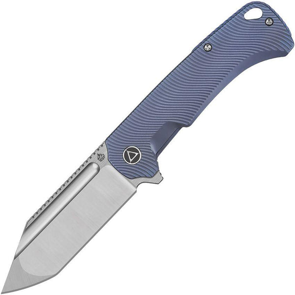 QSP Knife Rhino Framelock Blue Textured Titanium Satin Tanto Bohler M390 - Knives.mx