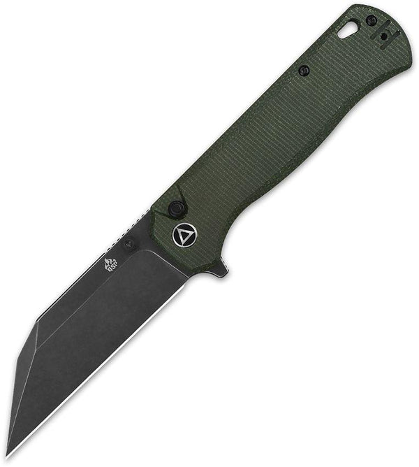 QSP Knife Swordfish Button Lock Green Micarta Black Stonewash 14C28N Sandvik - Knives.mx