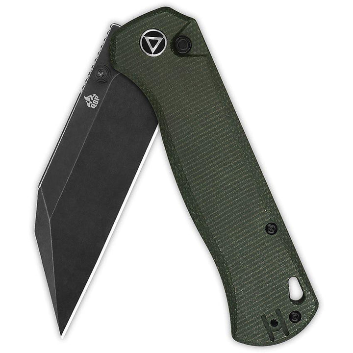 QSP Knife Swordfish Button Lock Green Micarta Black Stonewash 14C28N Sandvik - Knives.mx