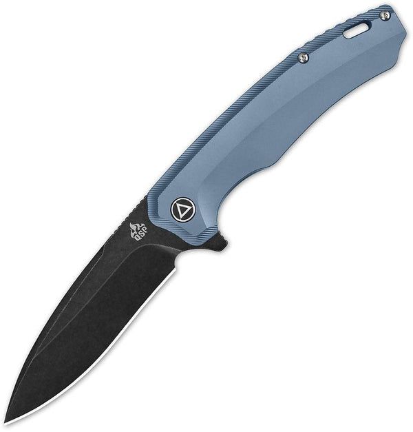 QSP Knife Woodpecker Framelock Blue Titanium Black Stonewash Bohler M390 - Knives.mx