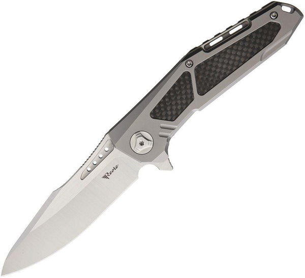 Reate Knives K3 Framelock Gray Titanium w CF Inlay Satin Drop Point CTS-204P - Knives.mx