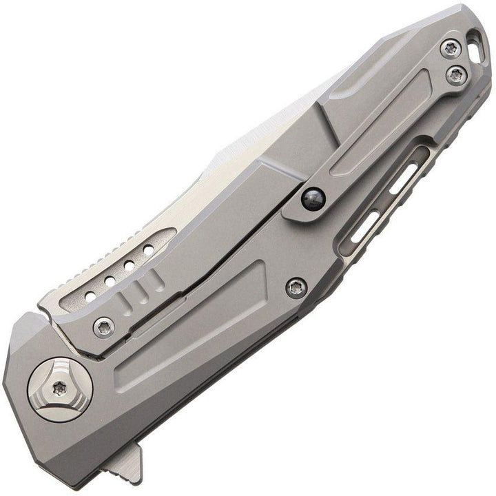 Reate Knives K3 Framelock Gray Titanium w CF Inlay Satin Drop Point CTS-204P - Knives.mx